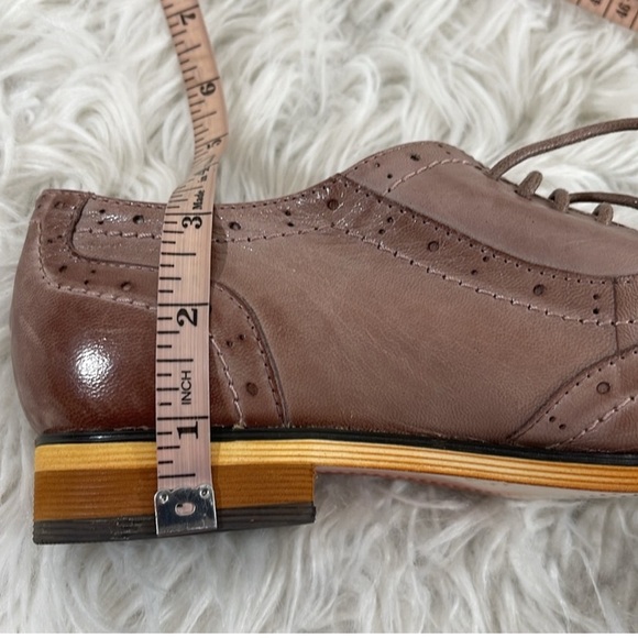 MONA FLYING Brown Flat Leather Oxford Shoes Lace-up Wingtip Vintage Shoes - Picture 13 of 16